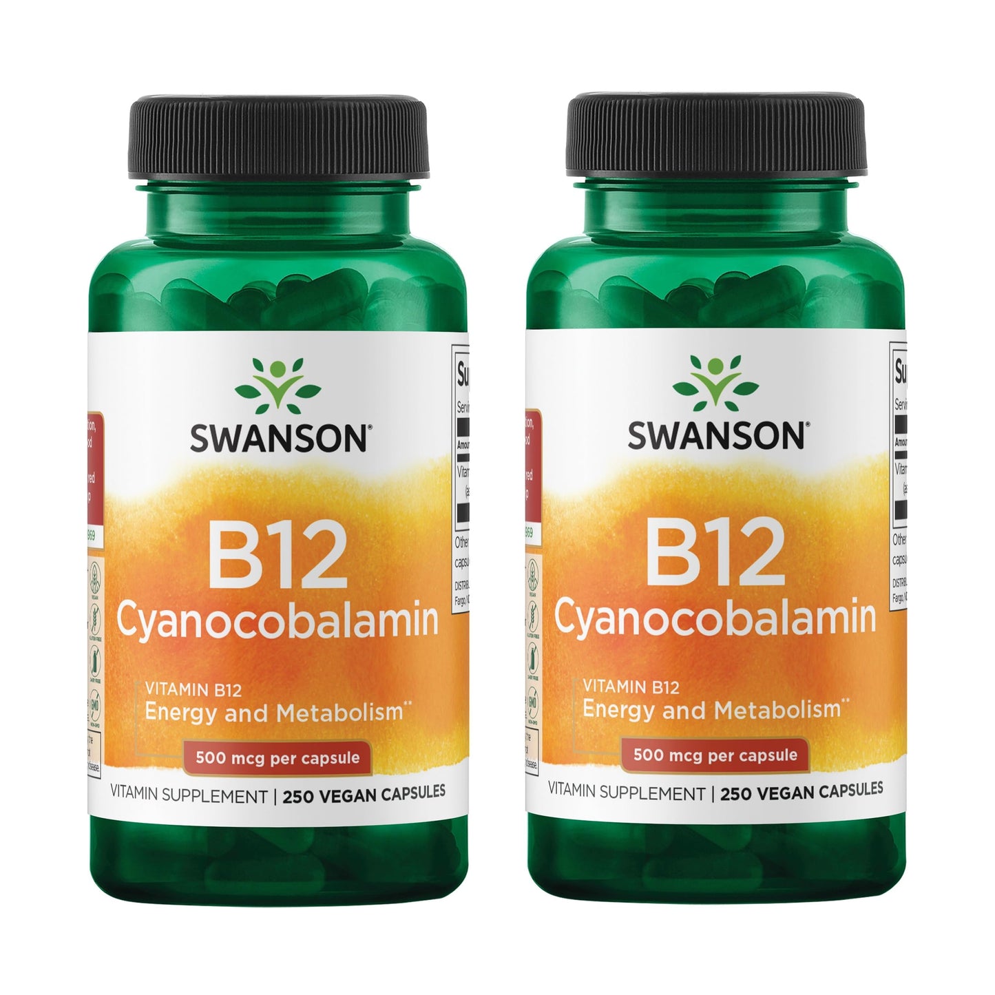 Swanson Vitamin B12 500 mcg, 2 Pack – Energy & Heart Support