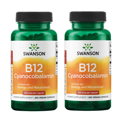 Swanson Vitamin B12 500 mcg, 2 Pack – Energy & Heart Support