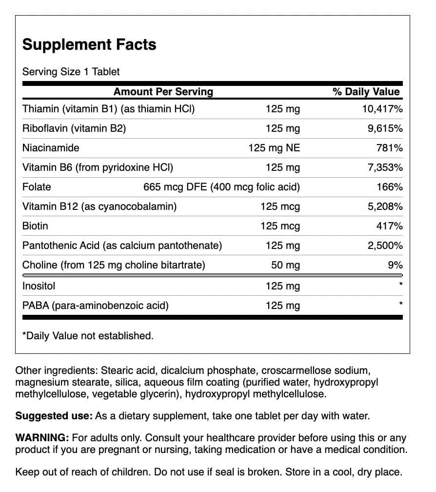Swanson Vitamin B-125 Complex 100 Tabs | B-Complex Supplement
