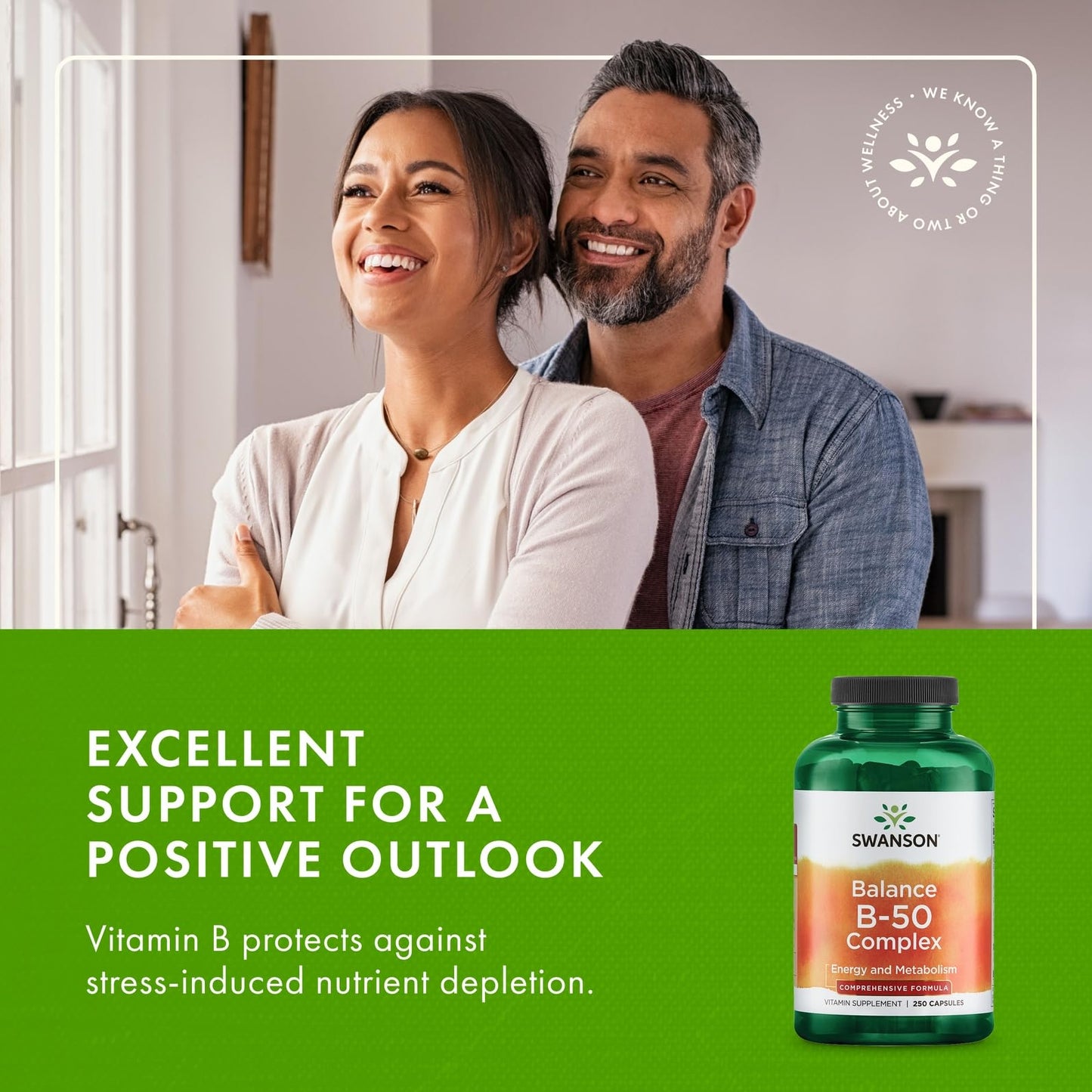 Swanson B-50 B-Complex - High-Potency B Vitamin Complex for Immune, Heart, and Nervous System Support - 250 Capsules