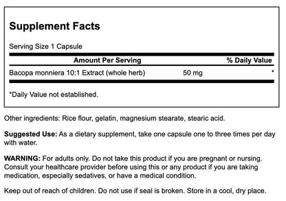 Swanson Bacopa Monniera 10:1 Extract 50 mg – 90 Capsules