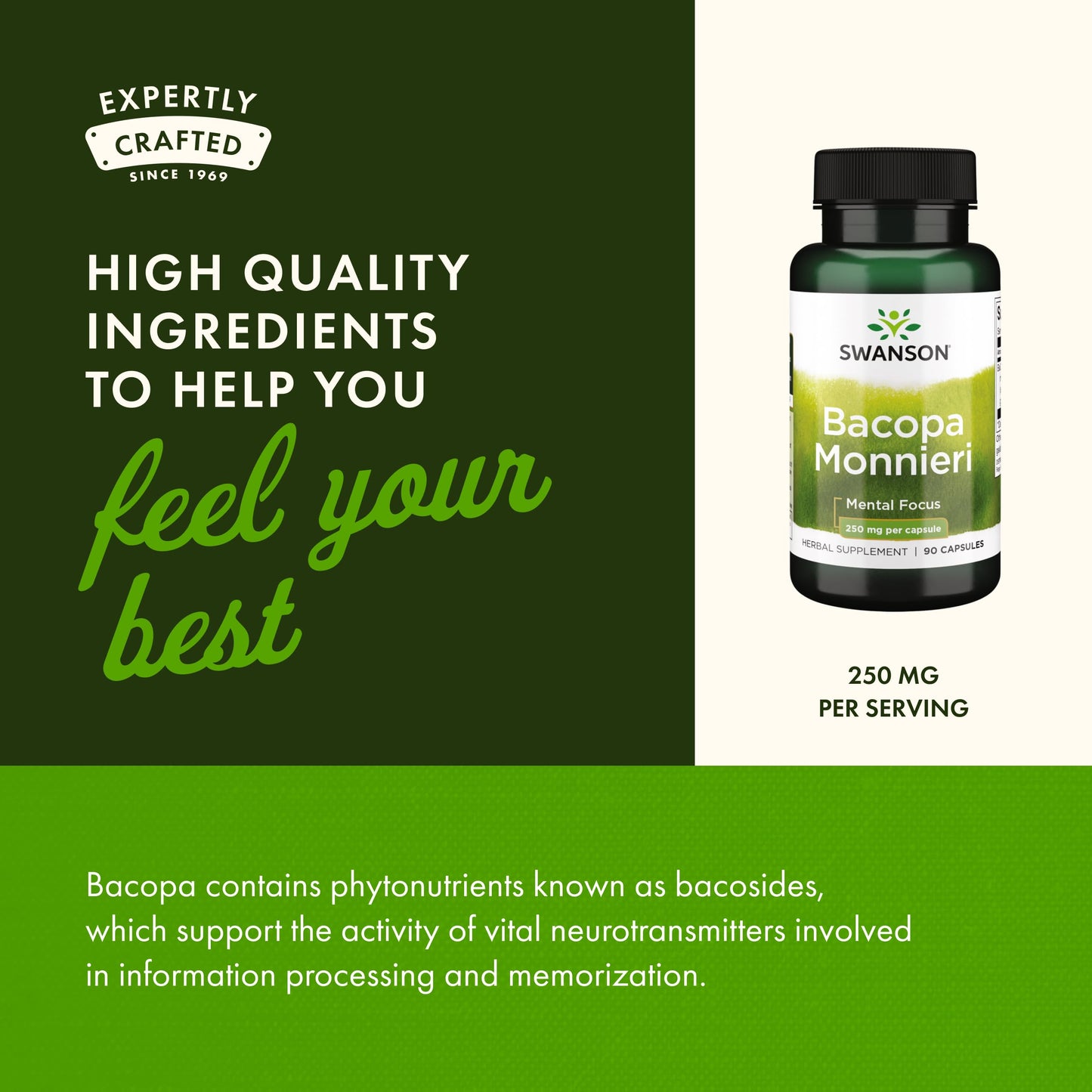 Swanson Bacopa Monnieri Extract Bacognize 250 mg | 90 Capsules (2 Pack)