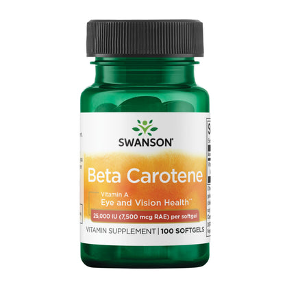 Swanson Beta-Carotene (Vitamin A) 25000 IU (7500 mcg) 100 Softgels