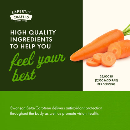 Swanson Beta-Carotene (Vitamin A) 25000 IU (7500 mcg) 100 Softgels