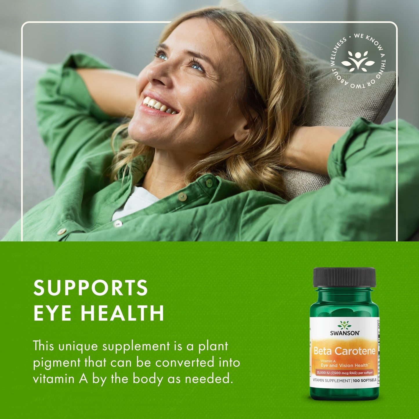 Swanson Beta-Carotene (Vitamin A) 25000 IU (7500 mcg) 100 Softgels