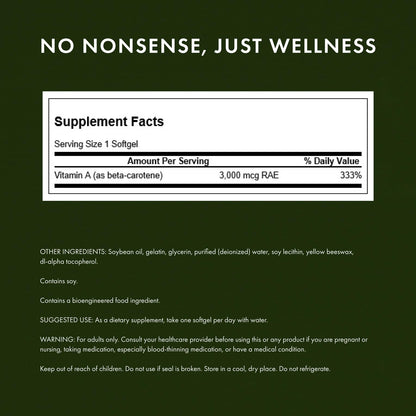Swanson Beta-Carotene 250 Softgels - 3000mcg Vitamin A for Immune, Eye & Skin Health - 2 Pack