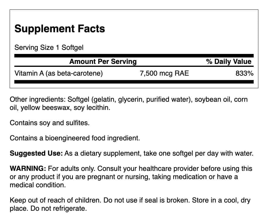 Swanson Beta-Carotene 25,000 IU Vitamin A 7,500 mcg – Eye & Immune Support (2 Pack)
