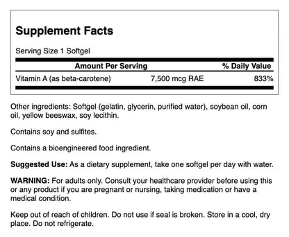 Swanson Beta-Carotene 25,000 IU Vitamin A 7,500 mcg – Eye & Immune Support (2 Pack)