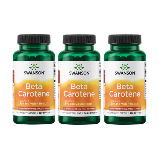 Swanson Beta-Carotene Vitamin A 25000 IU - 300 Softgels (3 Pack) | Eye, Skin & Immune Support BritishVita | Premium UK Vitamins & Wellness Supplements