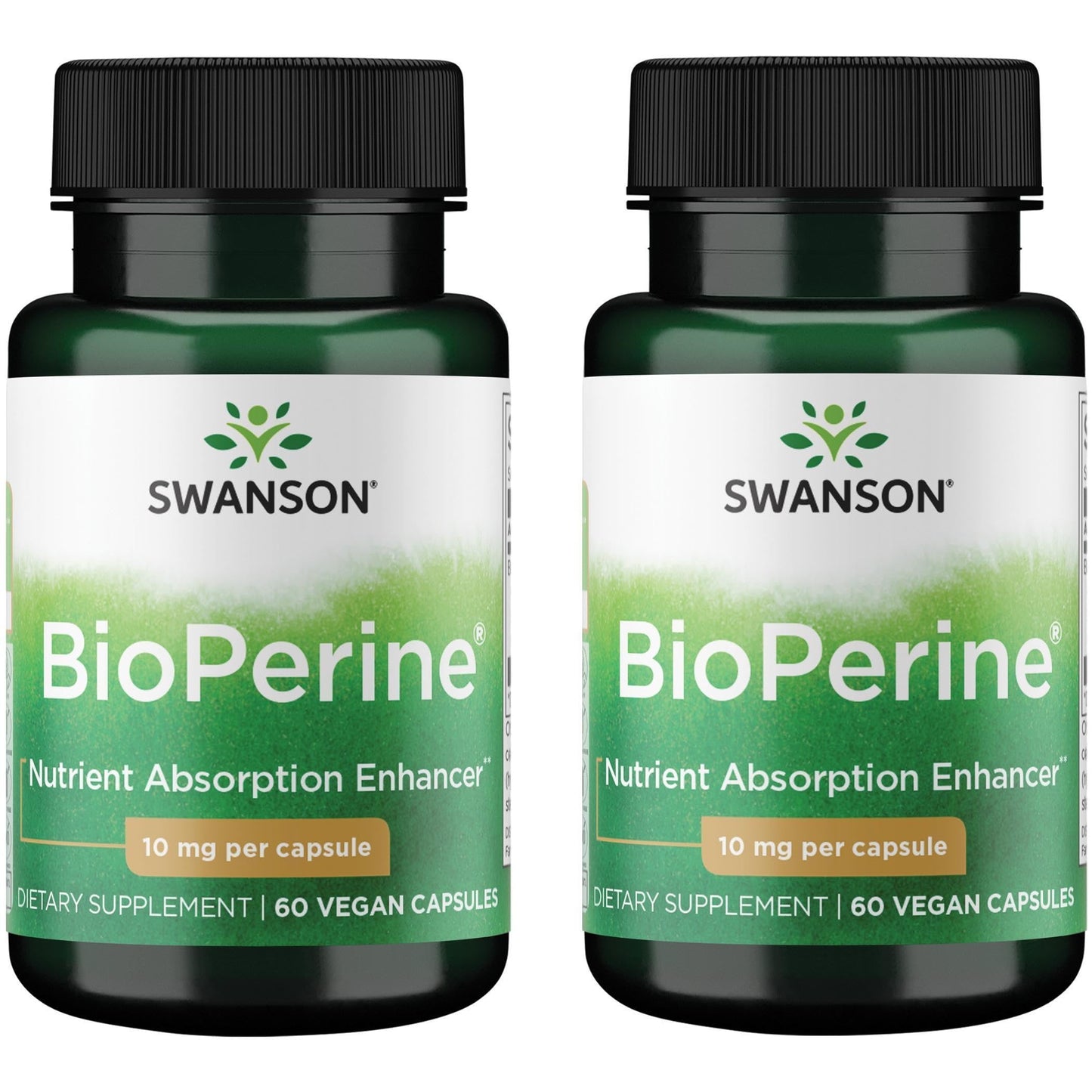 Swanson Bioperine 10 mg 60 Caps (2 Pack) - Enhanced Absorption