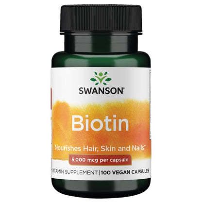 Swanson Biotin Vitamin B7 5000 mcg – 100 Capsules