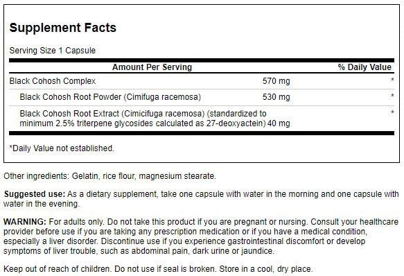 Swanson Black Cohosh (Standardized) 20 mg - 120 Capsules