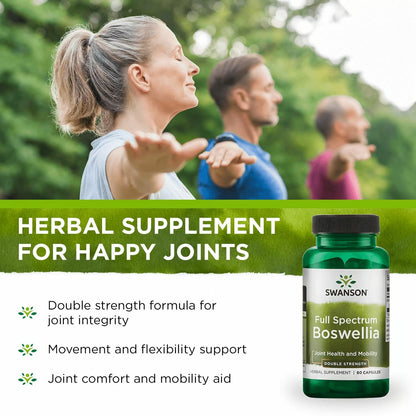 Swanson Double Strength Boswellia – Joint Support Supplement (60 Capsules, 800mg Each) – 3 Pack