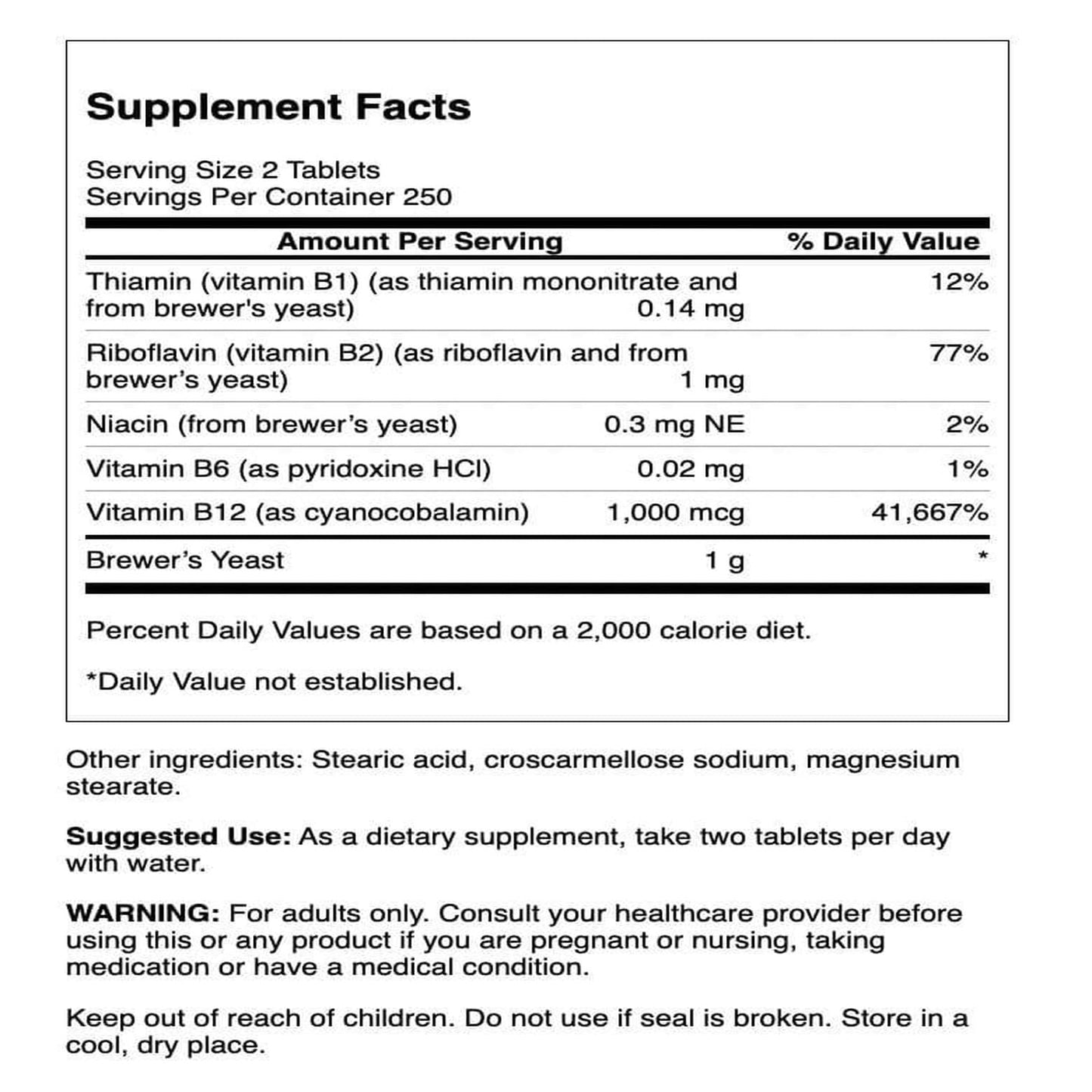 Swanson Brewer's Yeast - B Complex Vitamin Formula (500mg, 500 Tablets) (2 Pack)
