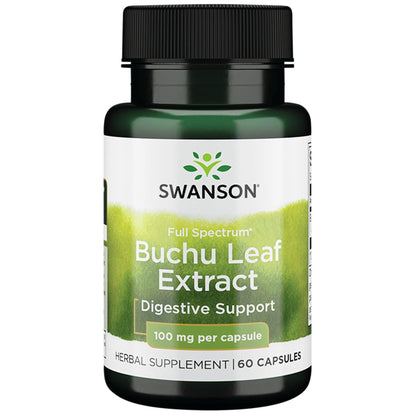 Swanson Buchu Leaf 4:1 Extract - Herbal Supplement (60 Capsules, 100 mg Each) | Urinary & Digestive Support