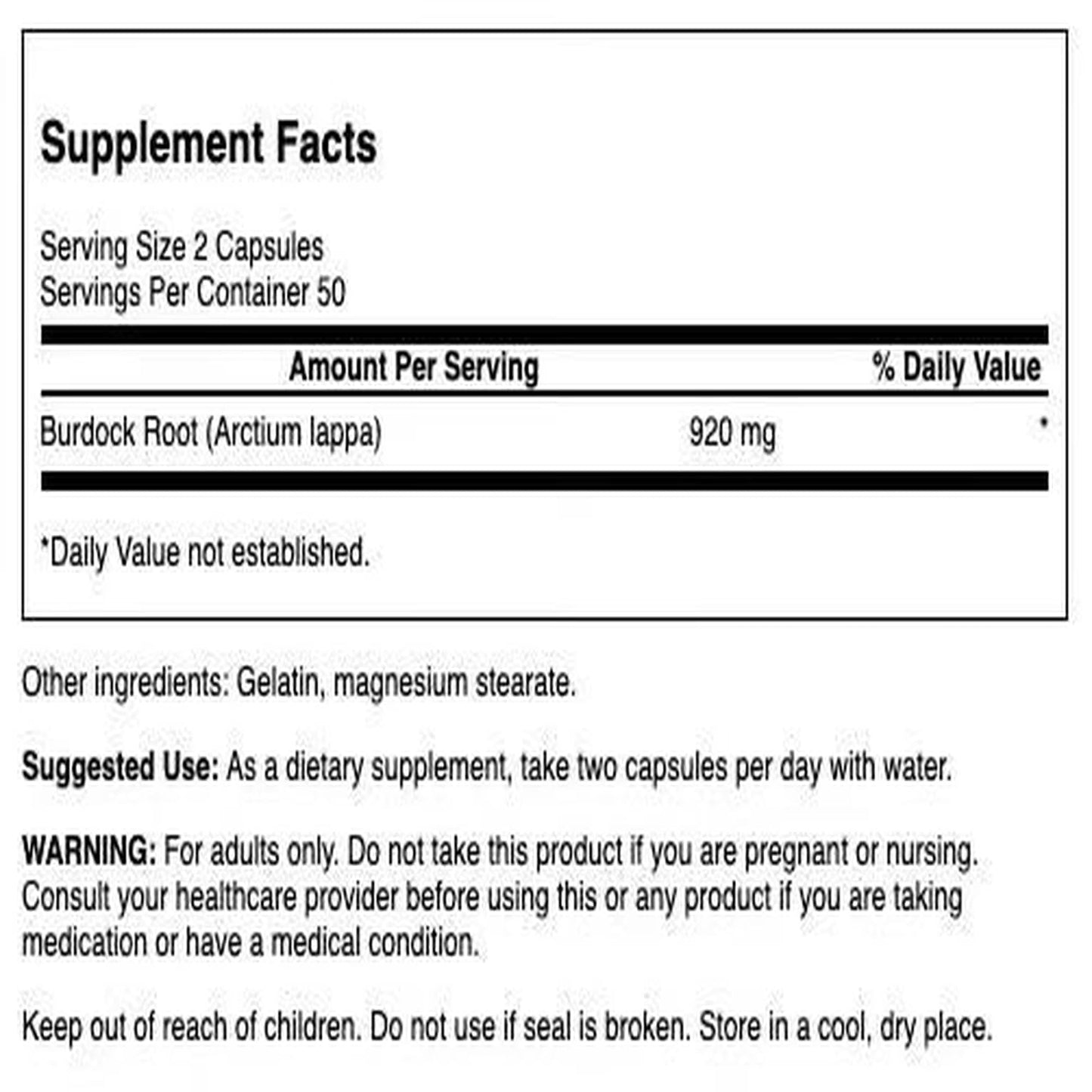 Swanson Burdock Root Kidney & Liver Support – Detox & Immune Health (460 mg, 100 Capsules)