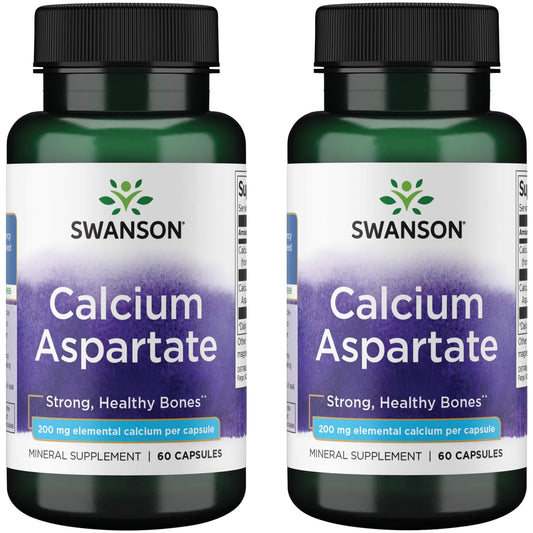 Swanson Calcium Aspartate – Calcium Supplement for Bone, Heart & Muscle Health – 60 Capsules (200 mg) – 2 Pack BritishVita | Premium UK Vitamins & Wellness Supplements