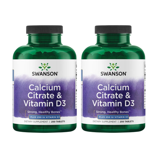 Swanson Calcium Citrate & Vitamin D3 250 Tabs (2 Pack) | Calcium Supplement BritishVita | Premium UK Vitamins & Wellness Supplements