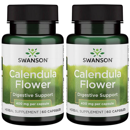 Swanson Calendula Flower 400 mg 60 Caps (2 Pack) | Full-Spectrum Calendula