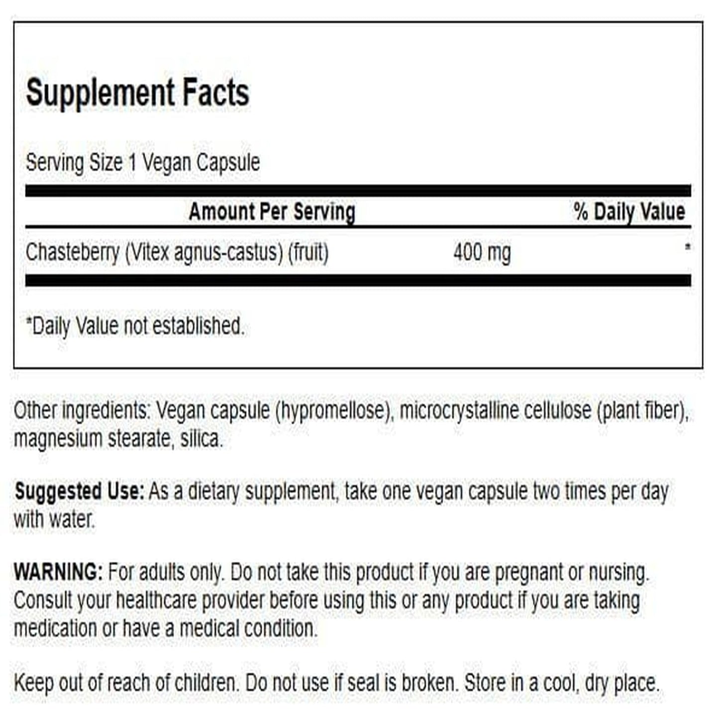 Swanson Chasteberry Fruit - Women's Health & Menopause Support (120 capsules, 400 mg each)