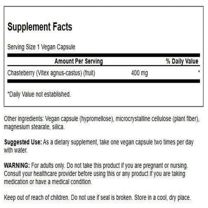 Swanson Chasteberry Fruit - Women's Health & Menopause Support (120 capsules, 400 mg each)