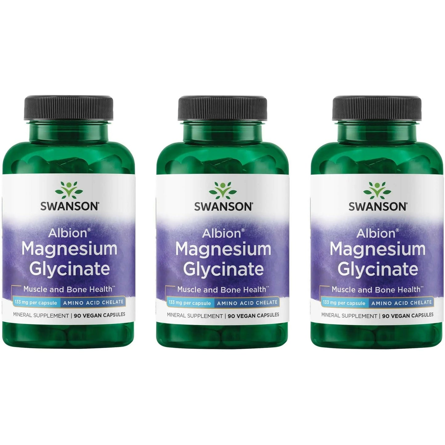 Swanson Chelated Magnesium 133 mg – 90 Capsules (3 Pack)