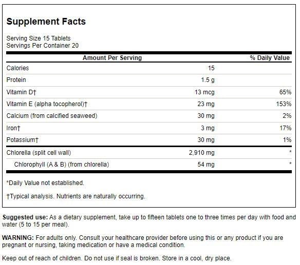 Swanson Chlorella 194 mg – 300 Tabs | Immune Support & Detox