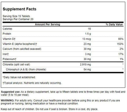 Swanson Chlorella 194 mg – 300 Tabs | Immune Support & Detox