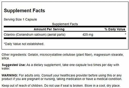 Swanson Cilantro (Coriander) 425 mg 60 Caps Premium - 3 Pack