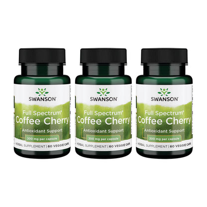Swanson Full-Spectrum Coffee Cherry-Herbal Supplement – Immune Support, 200 mg, 60 Veggie Capsules, 3 Pack