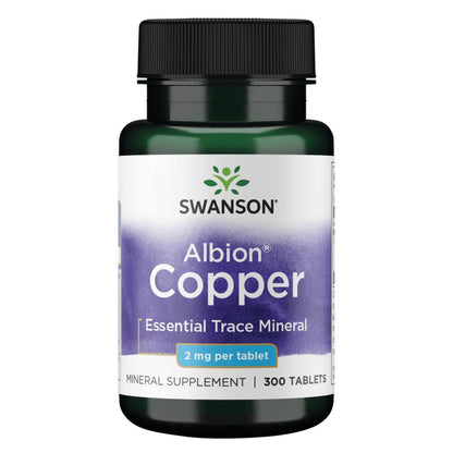 Swanson Copper Mineral Supplement - 2 mg Copper Chelate | Antioxidant & Immune Support - 300 Tablets