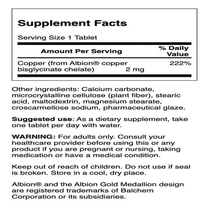 Swanson Copper Mineral Supplement - 2 mg Copper Chelate | Antioxidant & Immune Support - 300 Tablets