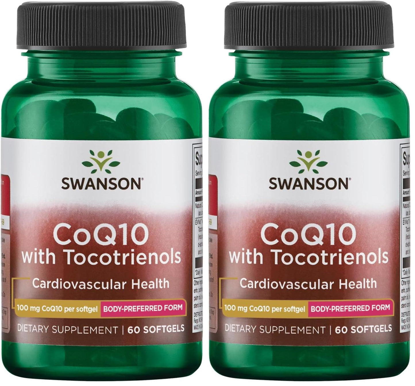 Swanson CoQ10 100 mg with 10 mg Tocotrienols – 60 Softgels (Pack of 2)