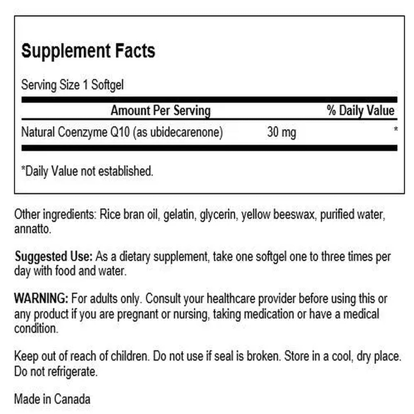 Swanson Coq10 30 Milligrams 30 Milligrams 60 Sgels