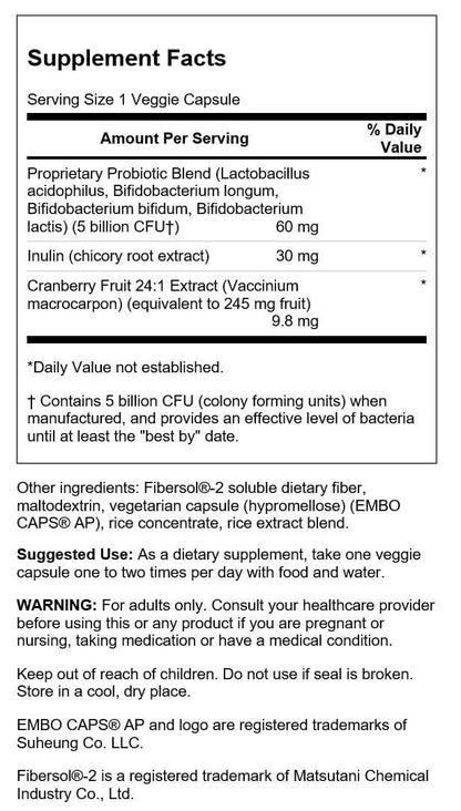 Swanson Cranberry Probiotic 5 Billion CFU - 60 Veg Capsules