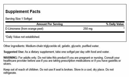 Swanson D-Limonene Orange Peel Extract – Cellular Health Support (60 Caps, 250 mg)