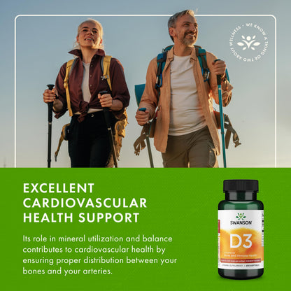 Swanson Vitamin D3 250 Softgels – 4 Pack | Bone & Immune Support
