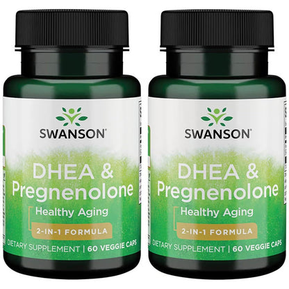 Swanson DHEA and Pregnenolone Complex 60 Veg Capsules (2 Pack) – Hormone Support