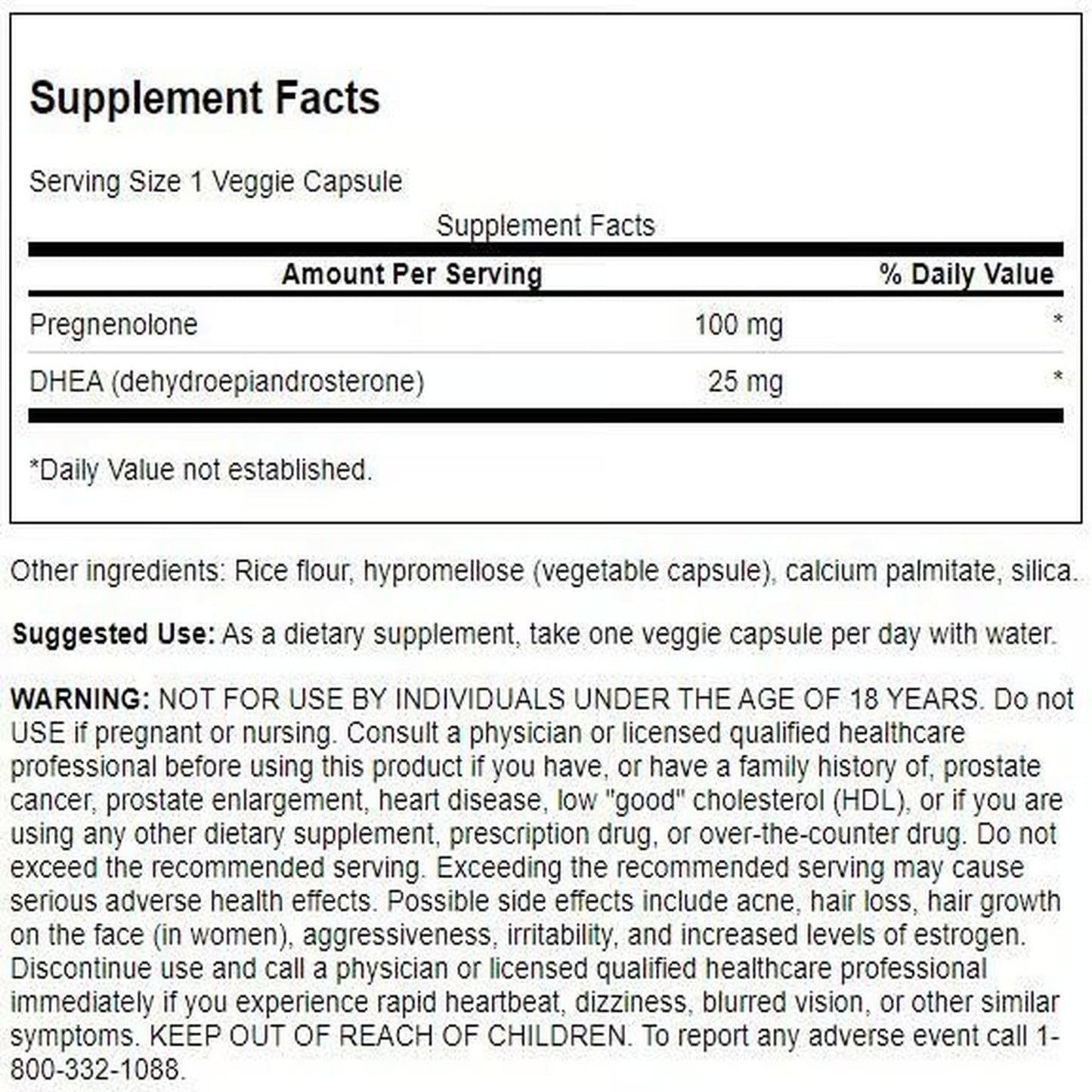Swanson DHEA and Pregnenolone Complex 60 Veg Capsules (2 Pack) – Hormone Support