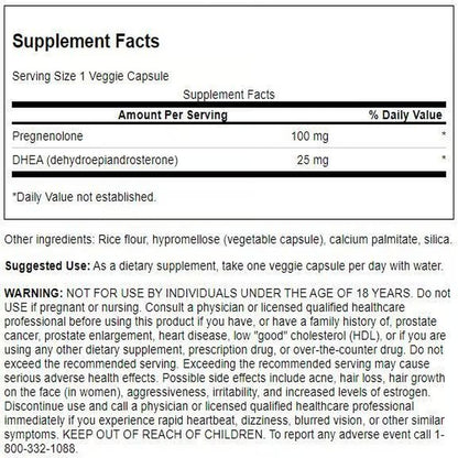 Swanson DHEA and Pregnenolone Complex 60 Veg Capsules (2 Pack) – Hormone Support
