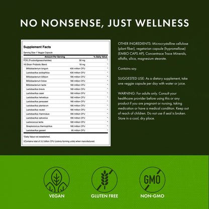 Swanson Dr. Stephen Langer's Formula - Natural Probiotic with Prebiotic FOS | 16 Strains, 3.2B CFU per Capsule - 60 Veggie Capsules