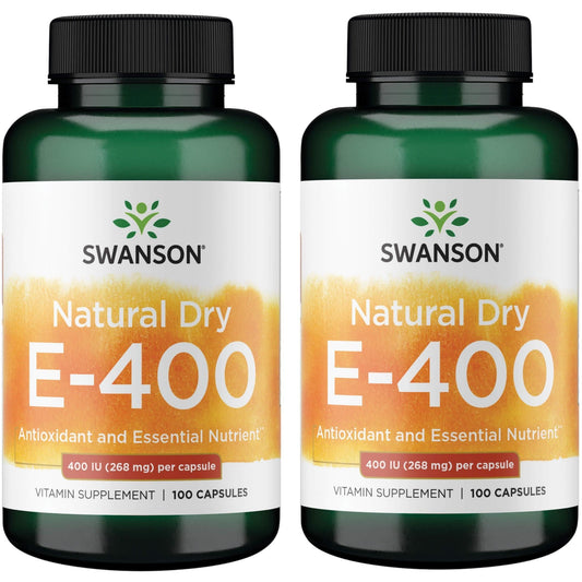 Swanson Natural Dry Vitamin E 400 IU (180.2 mg) – 100 Capsules, 2 Pack BritishVita | Premium UK Vitamins & Wellness Supplements
