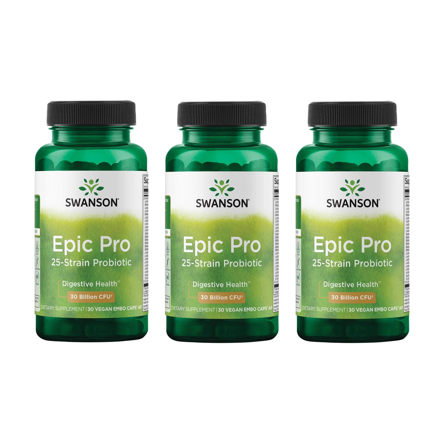 Swanson Epic-Pro 25-Strain Probiotic – 30B CFU, Digestive Health and Immune Support (3 Pack)