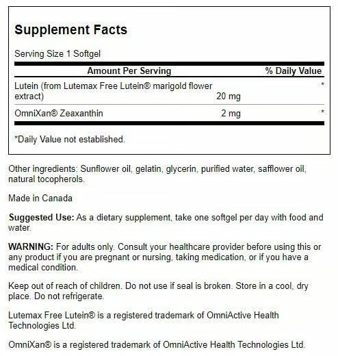 Swanson Lutein & Zeaxanthin Synergistic Eye Health - 60 Softgels (2 Pack)