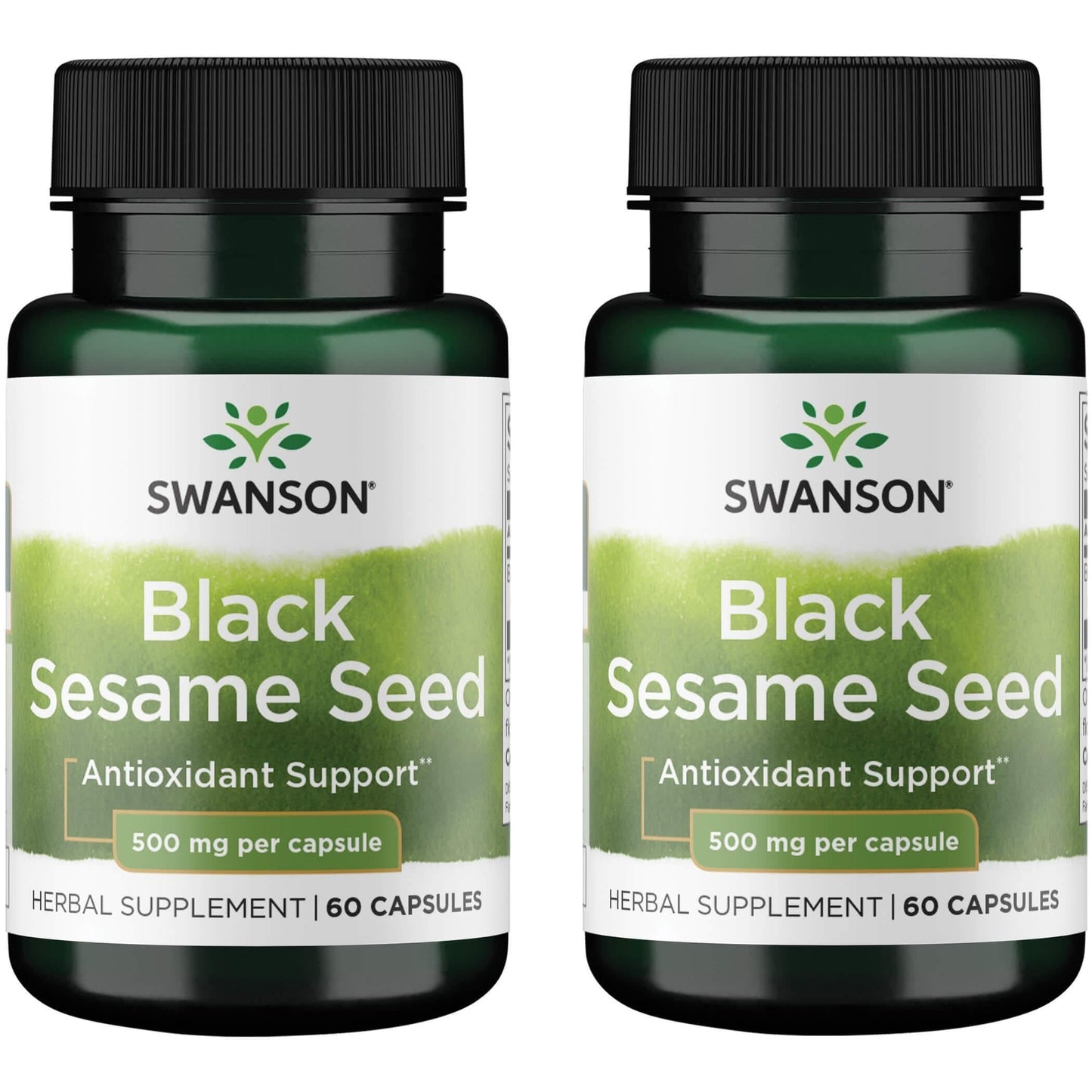 Swanson Full Spectrum Black Sesame Seed 500 mg | 60 Capsules (2 Pack)