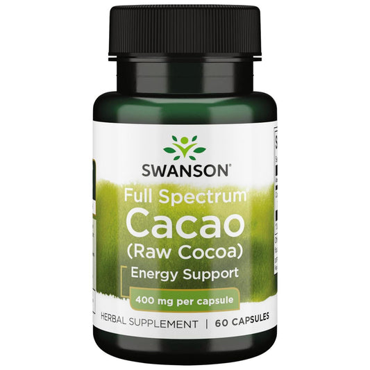 Swanson Full Spectrum Cacao (Raw Cocoa) – Herbal Energy Support, 60 Capsules (400 mg Each) BritishVita | Premium UK Vitamins & Wellness Supplements