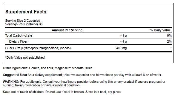 Swanson Full Spectrum Guar Gum 400 mg - 60 Capsules