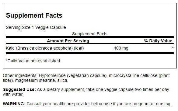 Swanson Full Spectrum Kale 400 mg - 60 Veg Capsules