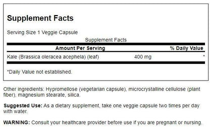 Swanson Full Spectrum Kale 400 mg - 60 Veg Capsules