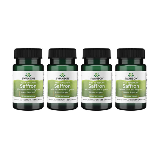 Swanson Full Spectrum Saffron – Whole Ground Stigmas, 60 Veggie Capsules, 4 Pack BritishVita | Premium UK Vitamins & Wellness Supplements